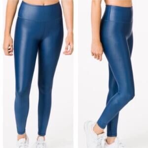 Zyia Blue Metallic High Waist Light N Tight Leggings, EUC, Size 6-8, MSRP $78